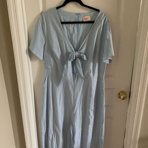 Showpo The Thing About Her Jumpsuit In Blue Linen